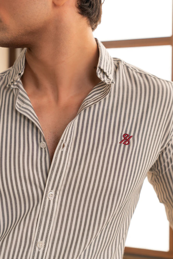 Black White Stripe Casual Shirt