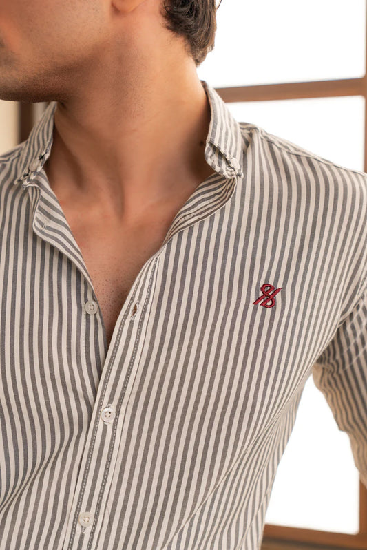 Black White Stripe Casual Shirt